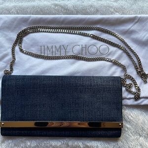 Authentic Jimmy Choo Denim Chain Clutch
